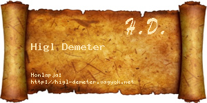 Higl Demeter névjegykártya